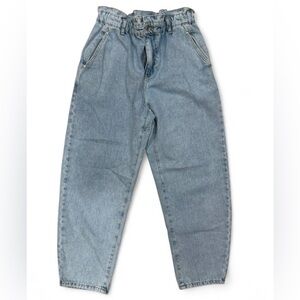 Zara Women's Relaxed Paperbag Waist Light Blue Jeans